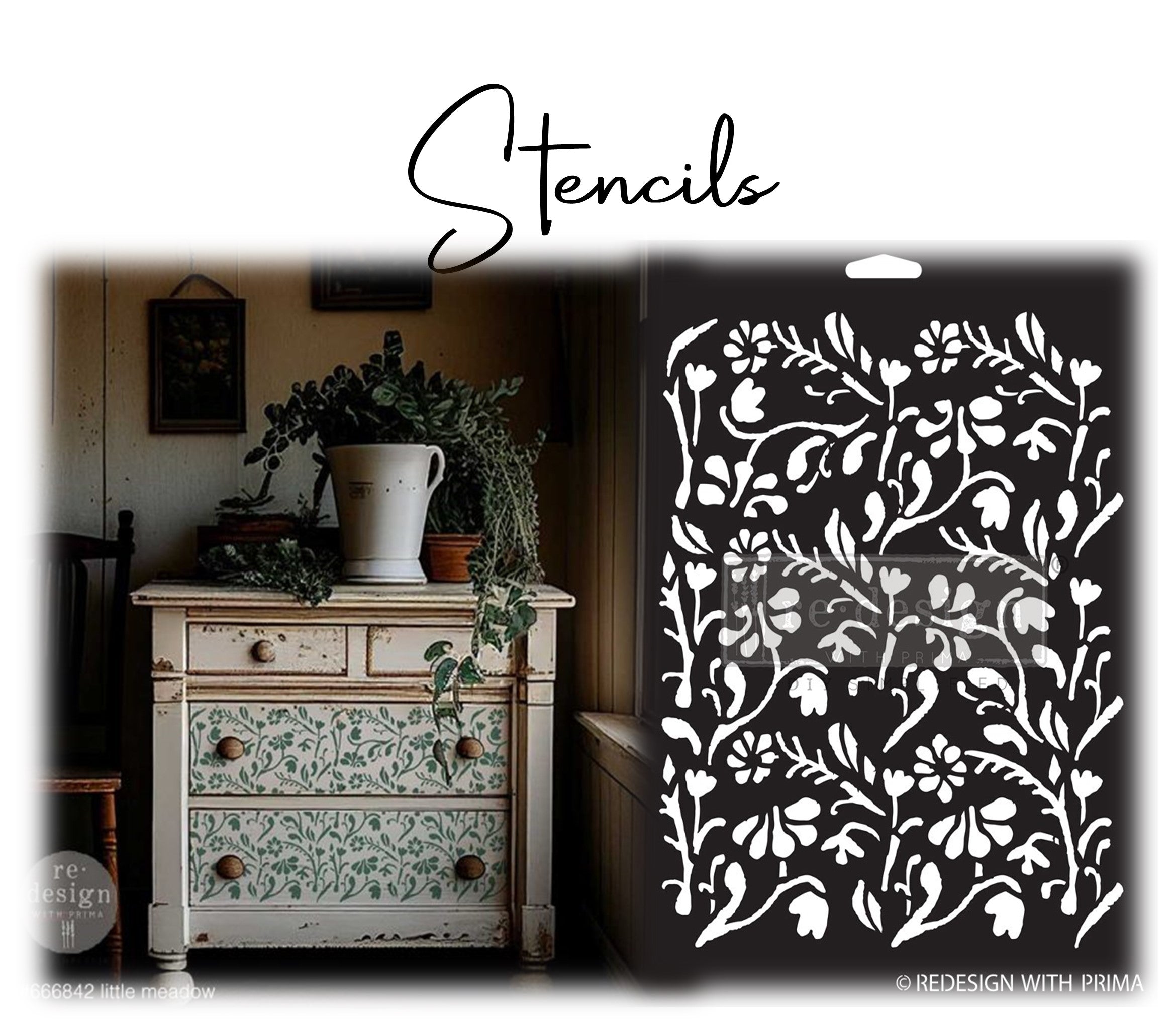 Stencils in vinyl and mesh materials.