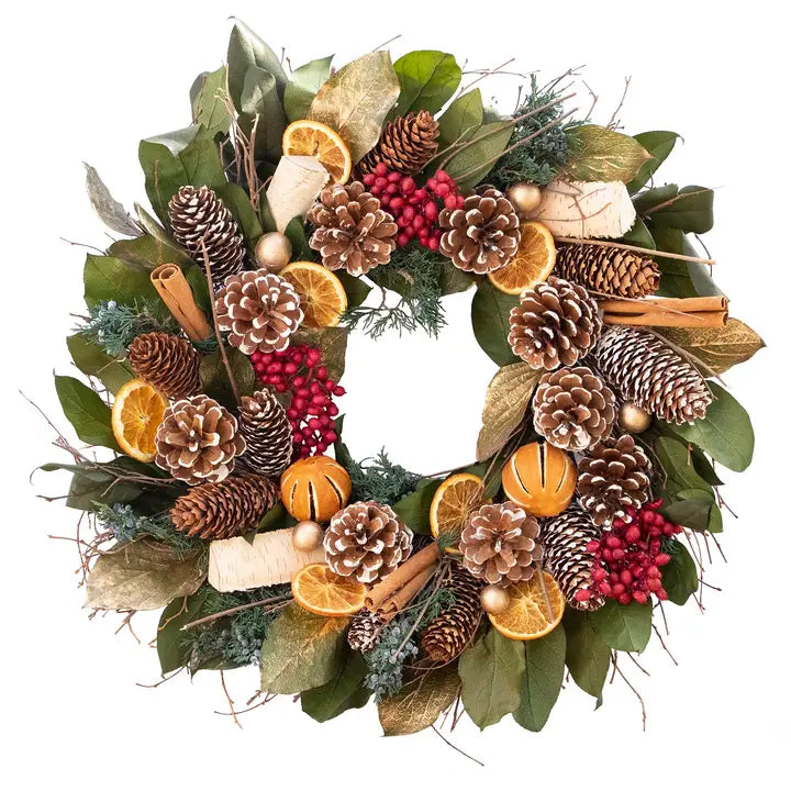 Natural Cinnamon Orange & Pinecone Wreath (Call to Reserve Yours!)