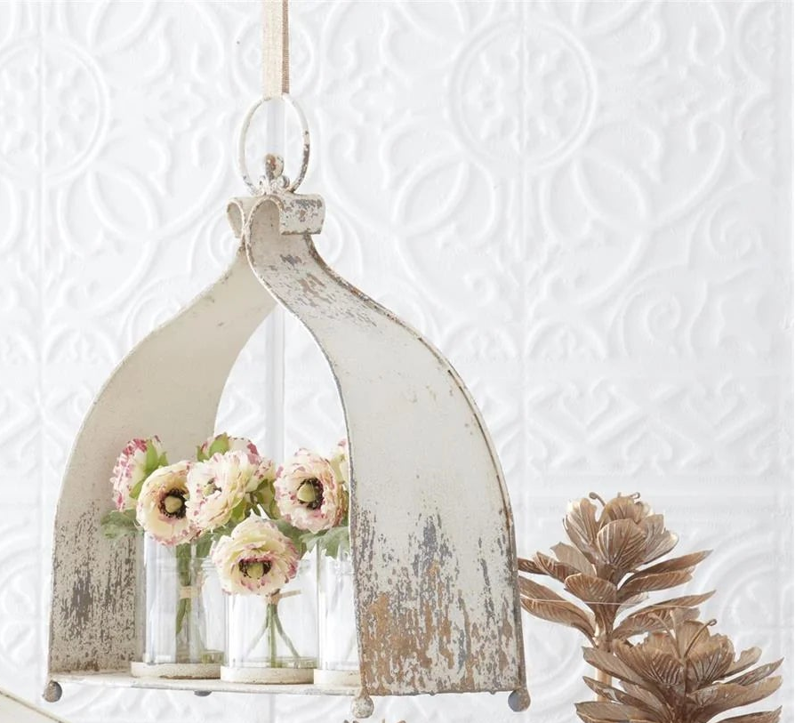 Weathered White & Gold Hurricane 3 Candleholder - (ππ’ππ€-ππ© ππ§π₯π²)