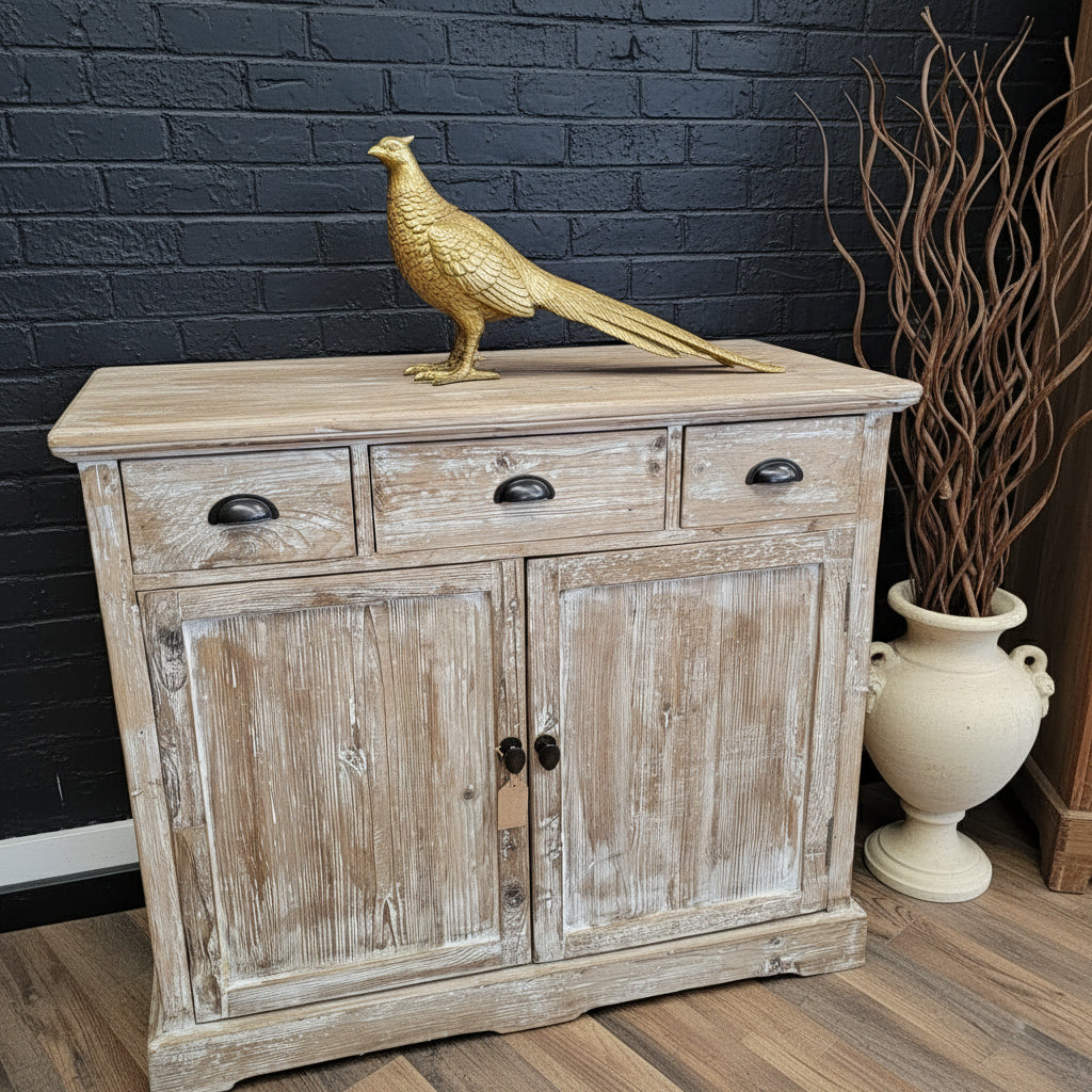 Distressed French Style 2pc Sideboard - (𝐏𝐢𝐜𝐤-𝐔𝐩 𝐎𝐧𝐥𝐲)