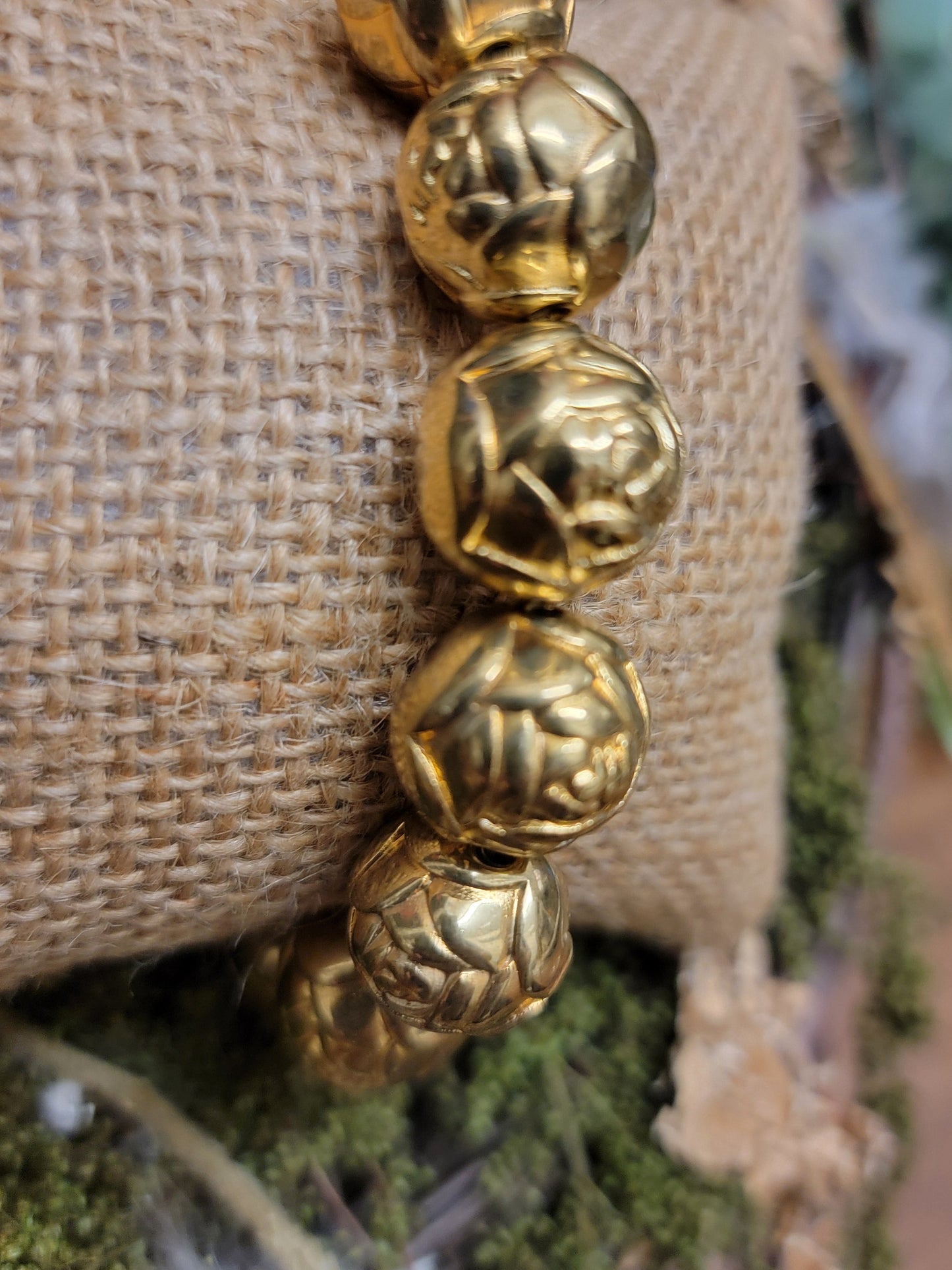 Gold Rose Bead Stretch Stack Bracelet BP2902 - Yochi NY
