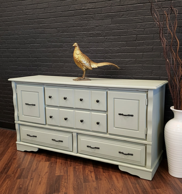 Sage Green Credenza 2 doors 60in L - (𝐏𝐢𝐜𝐤-𝐔𝐩 𝐎𝐧𝐥𝐲)
