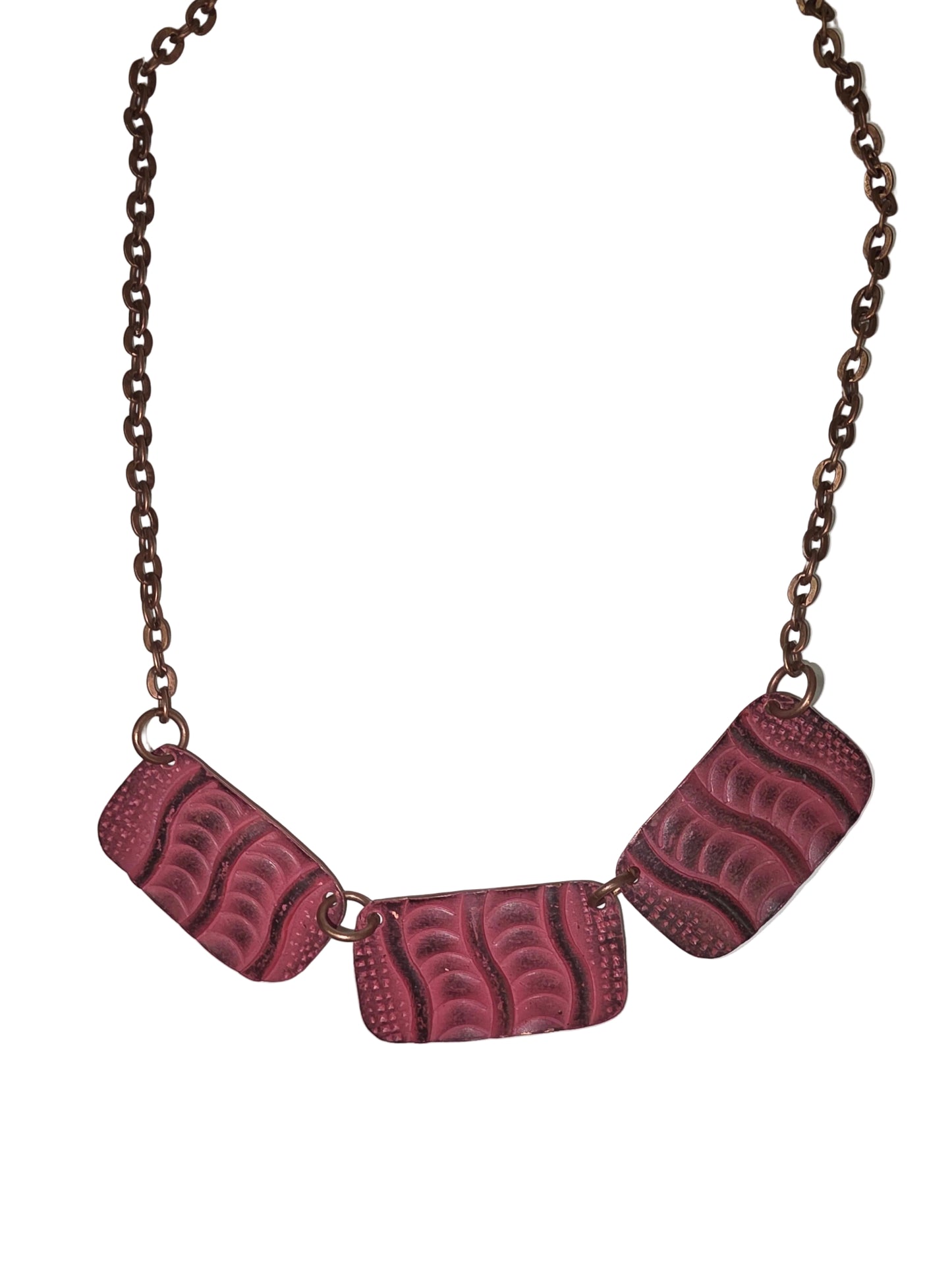 Copper Patina Dusty Pink Wave Necklace NP203