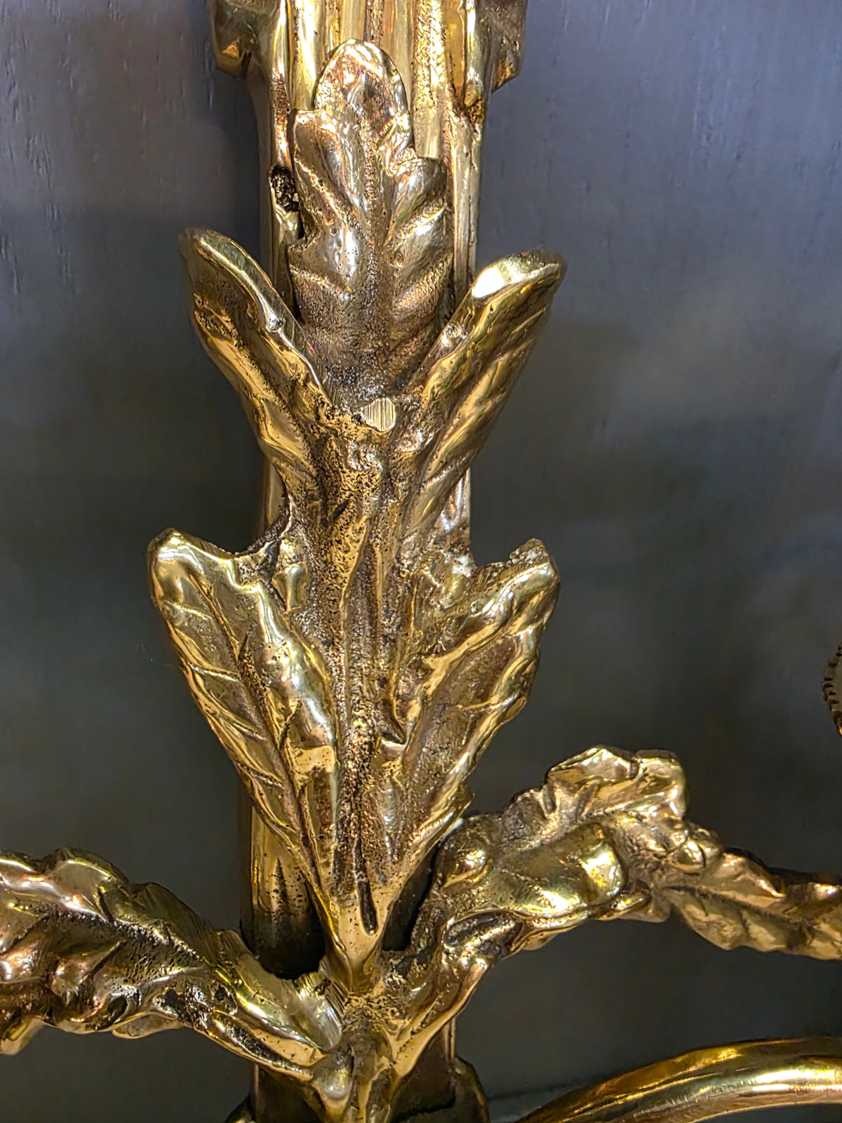 French Louis XVI Style Brass Wall Sconce With Bow & Tassel