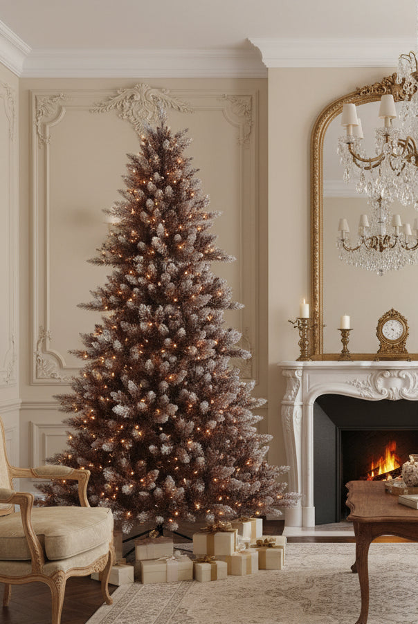Unique Faux Bronzed Spruce & Tinsel 7.5ft Pre-Lit Christmas Tree - (ππ’ππ€-ππ© ππ§π₯π²)