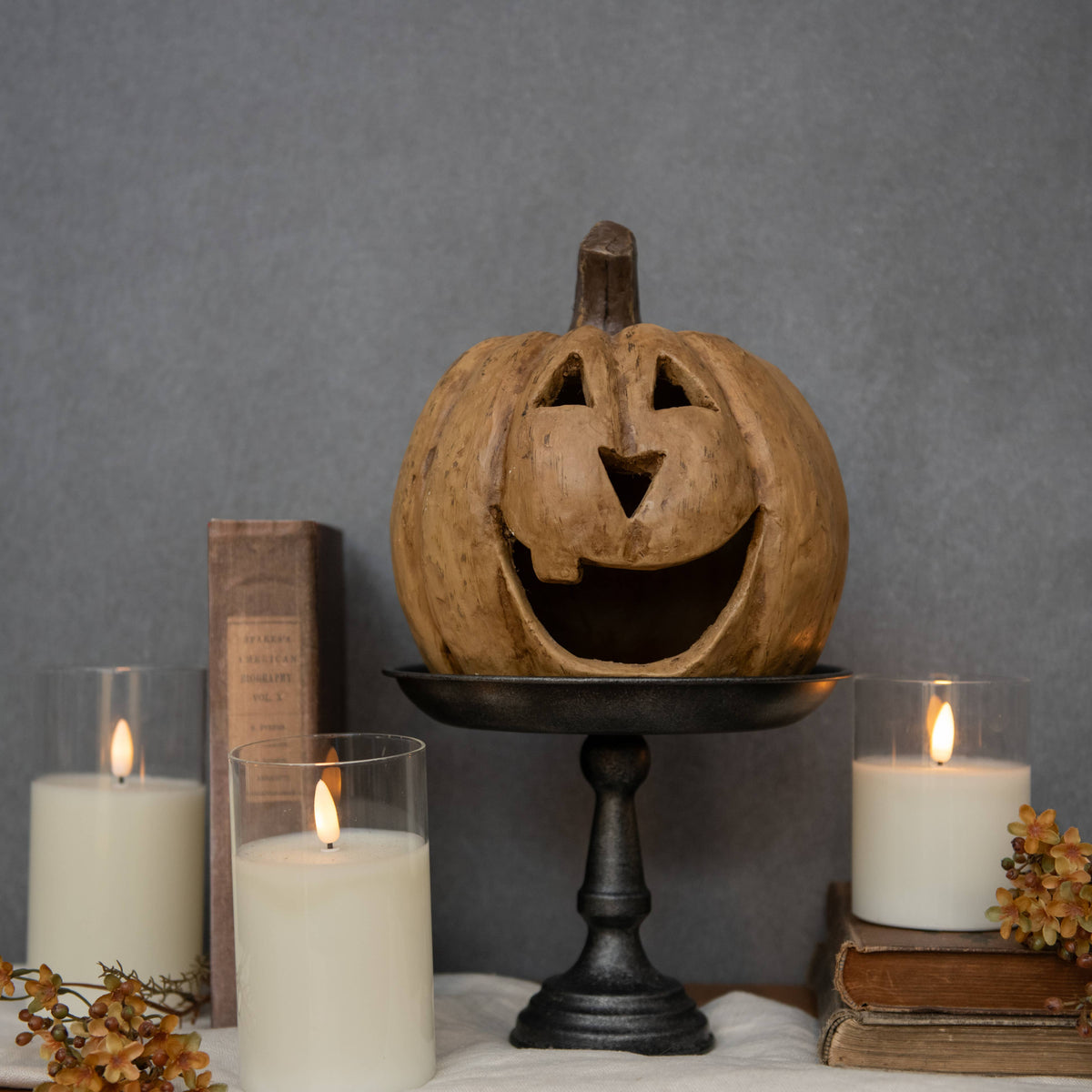 8" BEIGE BIG MOUTH PUMPKIN