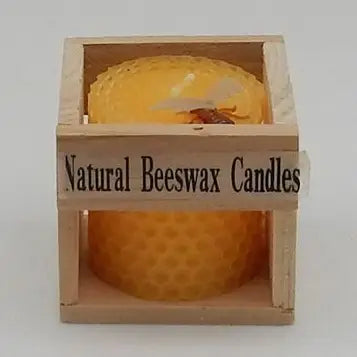 Natural Beeswax Candle 2.5'' YELLOW with Wood Crate