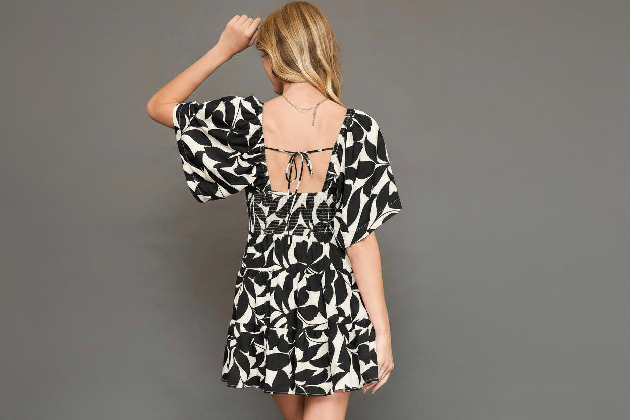 Abstract Print Tiered Dress - umGee USA