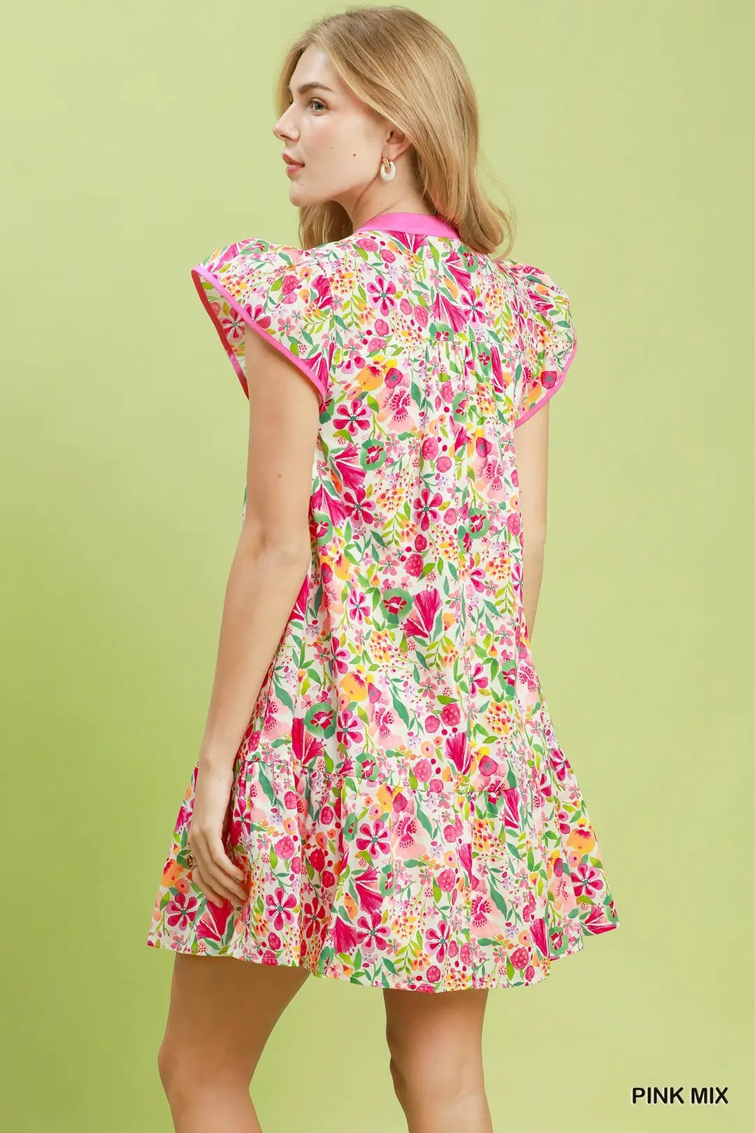 Floral Flutter Sleeve Tiered Mini Dress - umGee USA