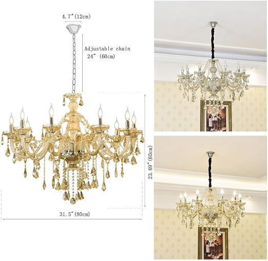 Amber Crystal 10-light Single Row Chandelier - (𝐏𝐢𝐜𝐤-𝐔𝐩 𝐎𝐧𝐥𝐲)