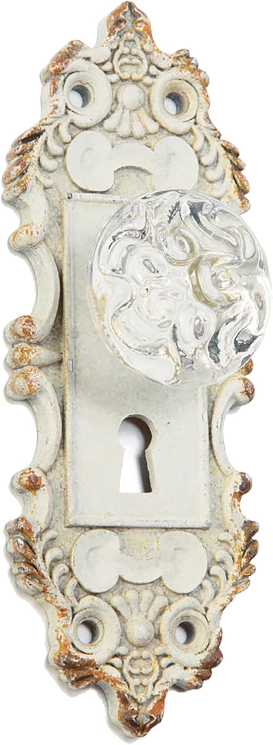 Crystal Door Knob Style Antique White Pewter Wall Hook