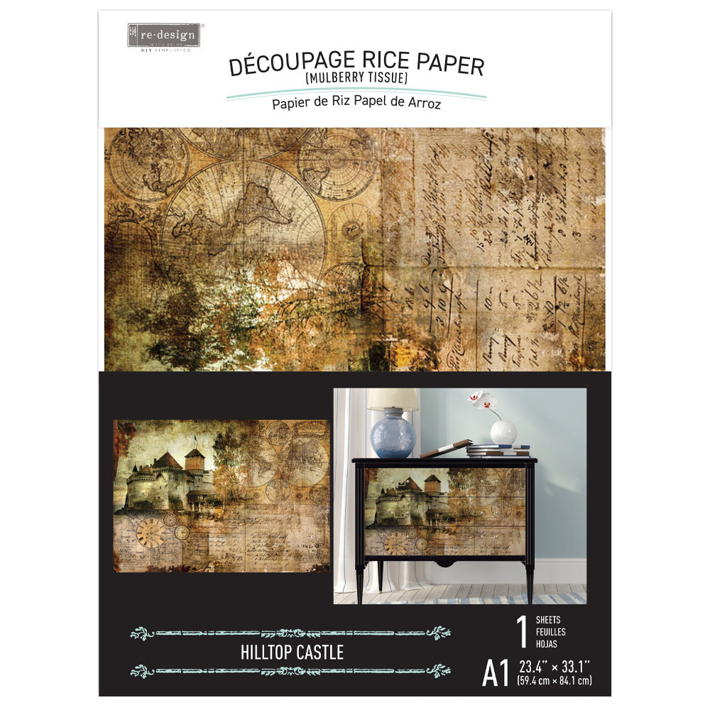 Hilltop Castle A1 23.4"x33.1" - Mulberry Rice Tissue Paper