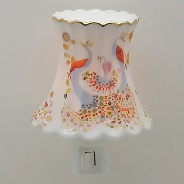 Peacock Duo - Porcelain Nightlight 24K Gold Trim