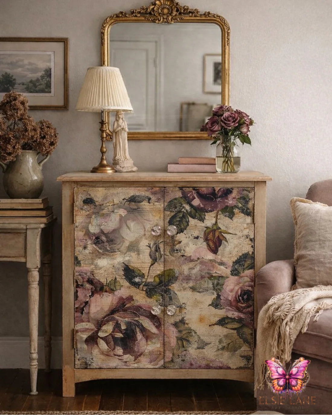 Mauve Memory EL012 - 21 x 29 Decoupage Tissue Elsie Lane