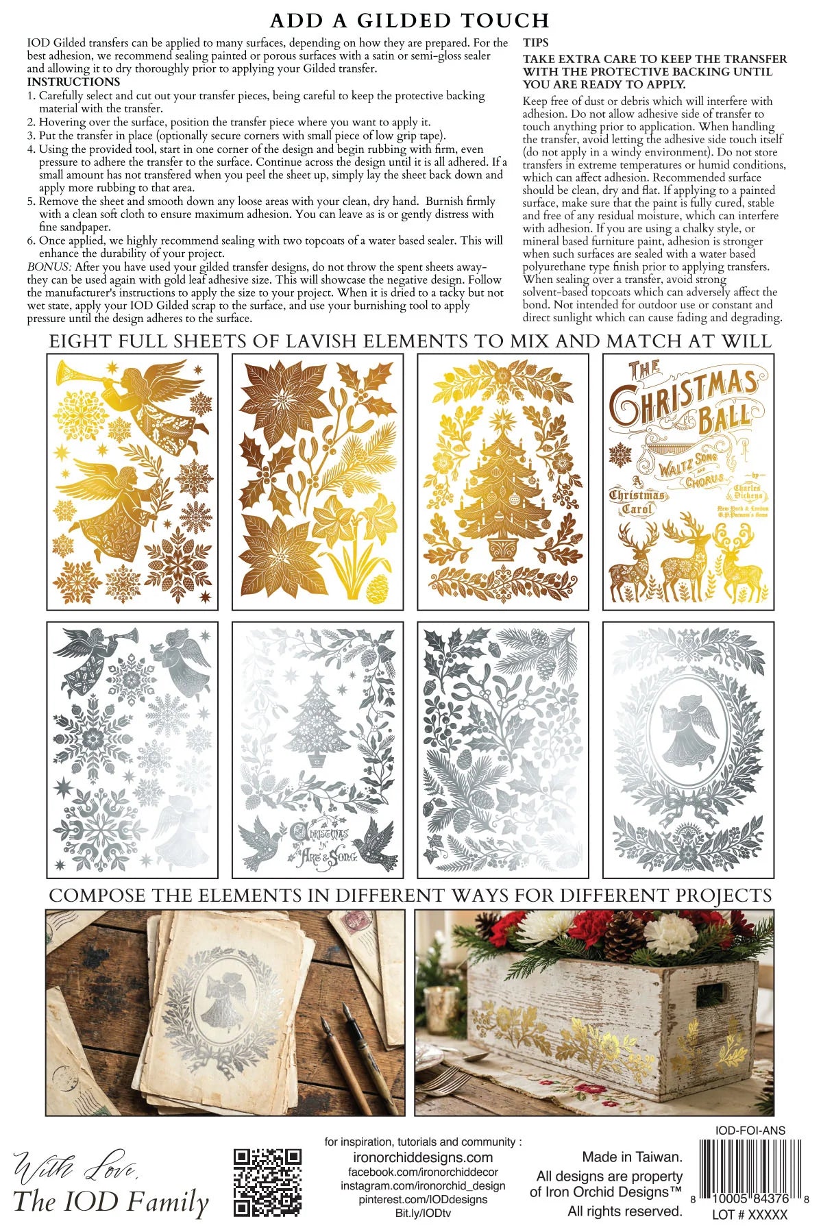 Angels Sing - Gilded Collection - 8 Sheet, 8x12 Pad IOD Decor Transfer™ 2026 Holiday Limited