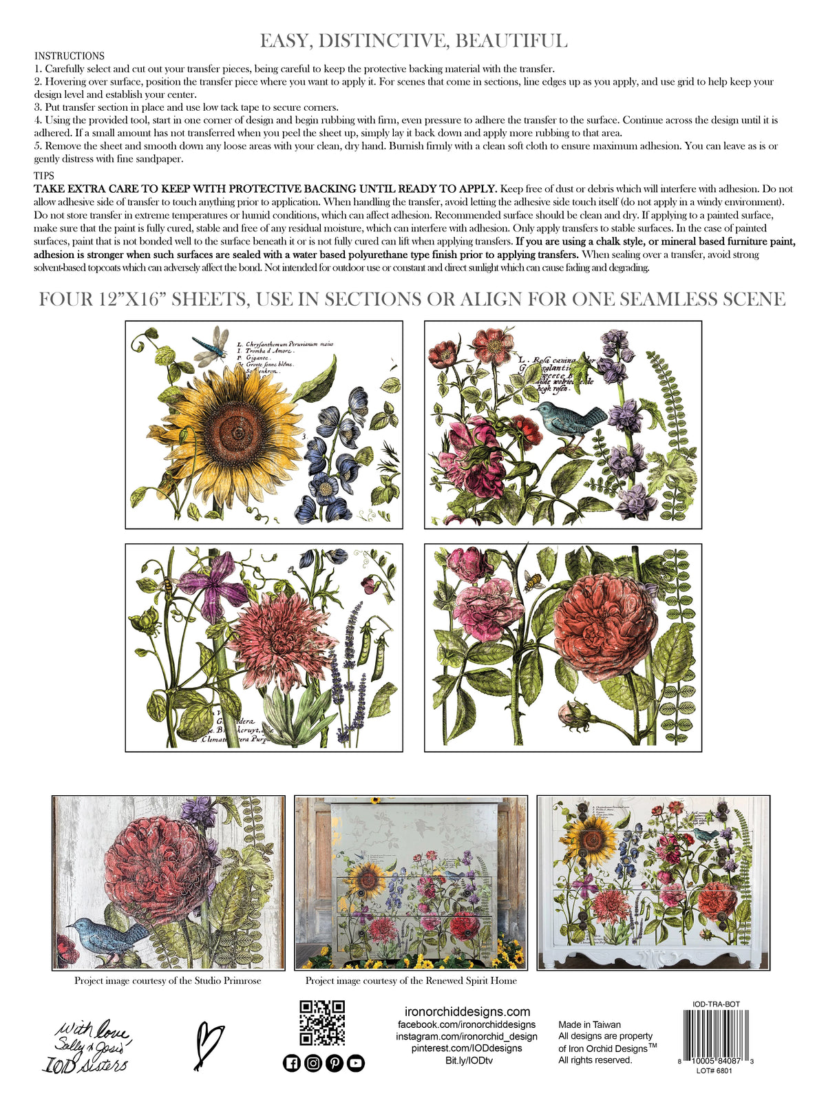 Botanist Journal -4 Sheet, 12x16 Pad IOD Decor Transfer™ 2018