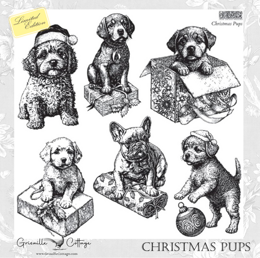 Christmas Pups - IOD Decor Stamp