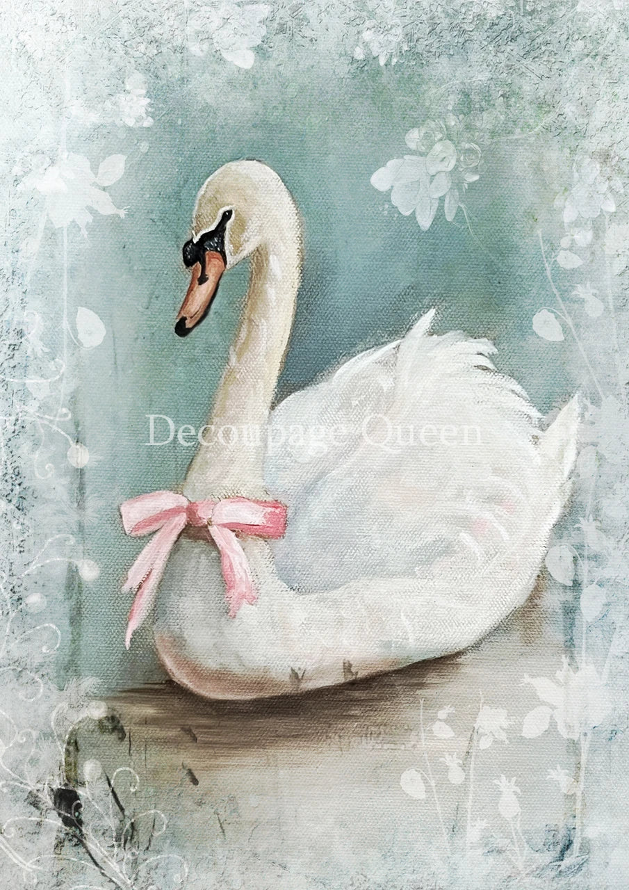 Winter Swan 0700 Teresa Rene Art - A3 11.7x16.5 Rice Paper by Decoupage Queen