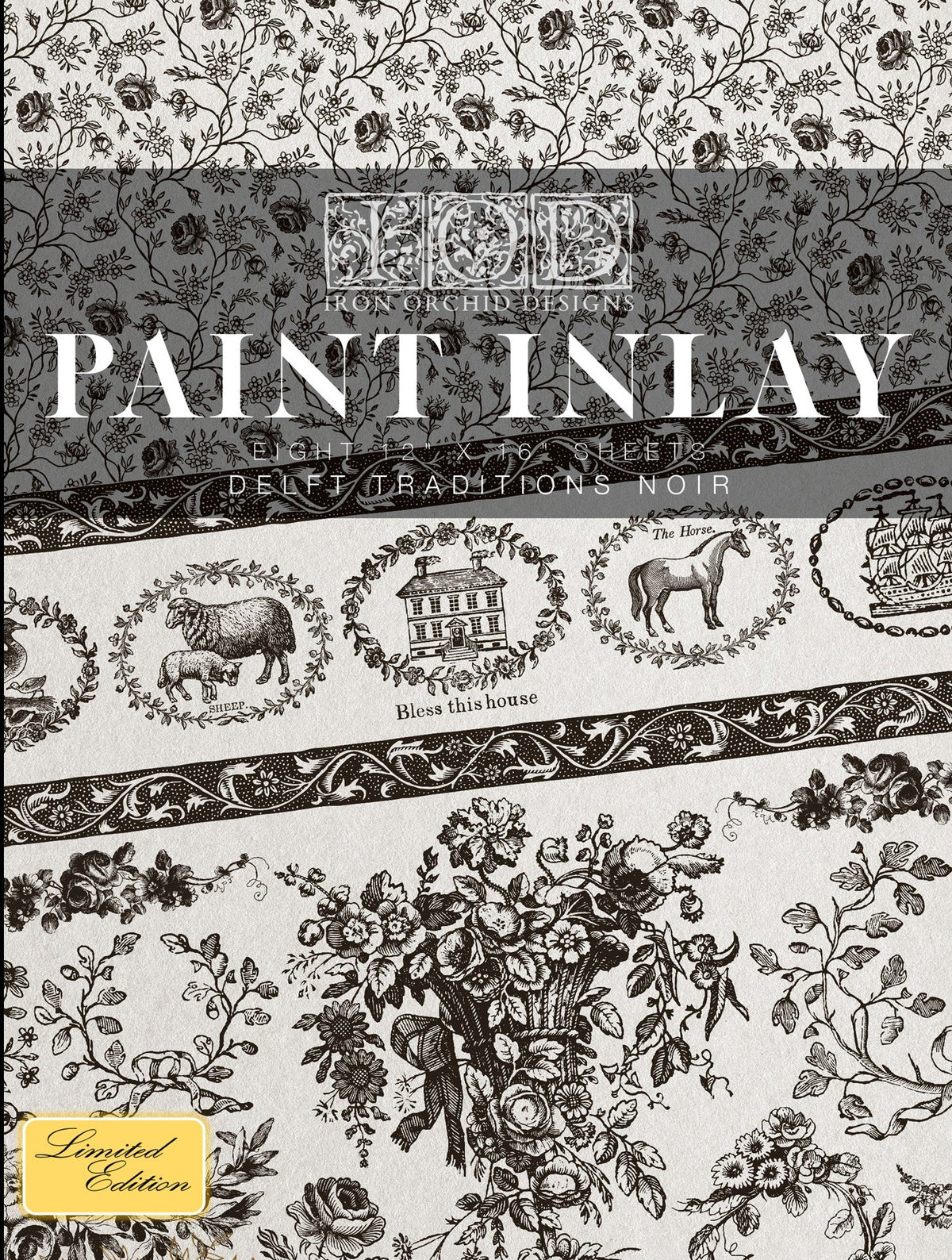 Delft Traditions Noir 8-sheet, 12x16 - IOD Paint Inlay™ 2024