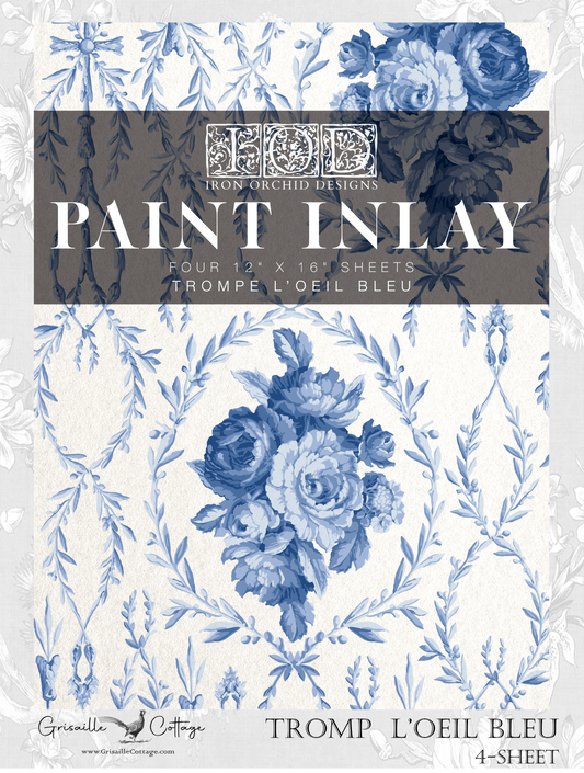 Trompe Le' Oeil Bleu (4-Sheet) - IOD Paint Inlay™