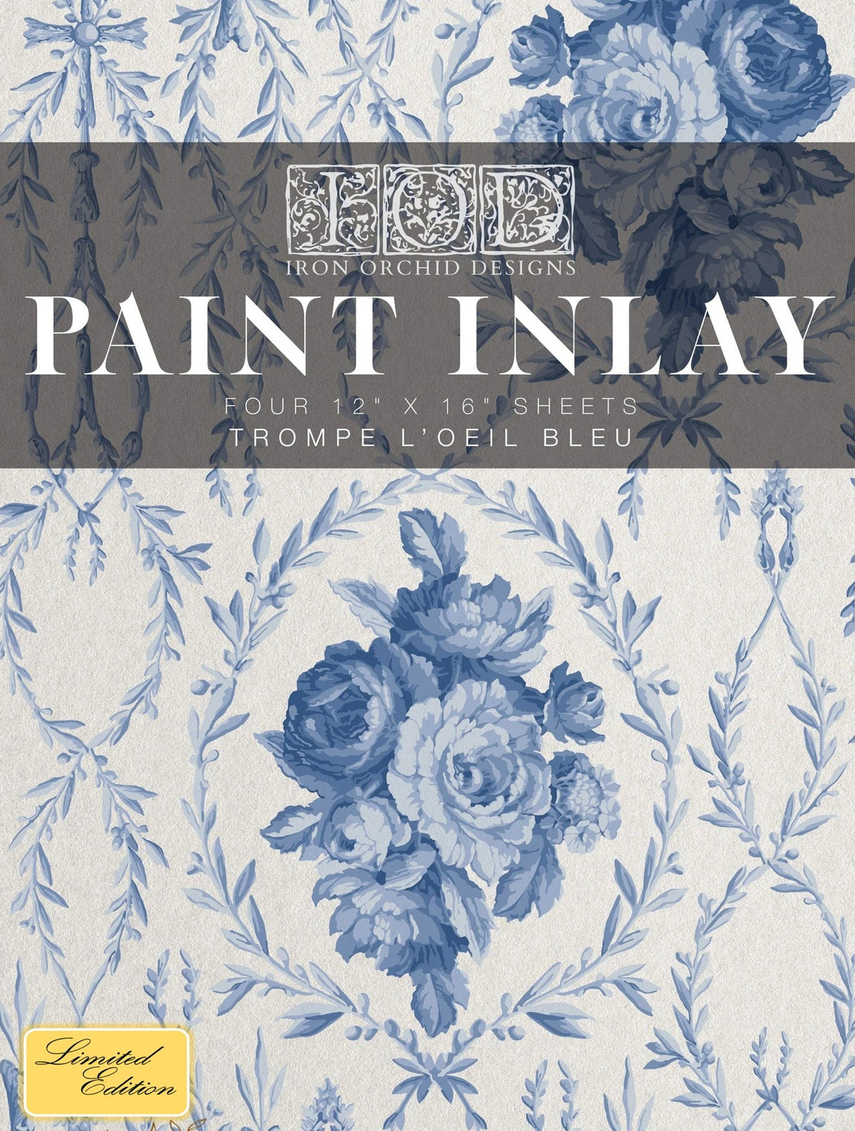 Trompe Le' Oeil Bleu - 4 Sheet, 12x16 Pad IOD Paint Inlay™
