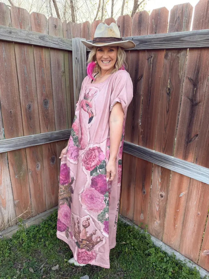 Pink Flamingo Tee Dress OS - A Rare Bird