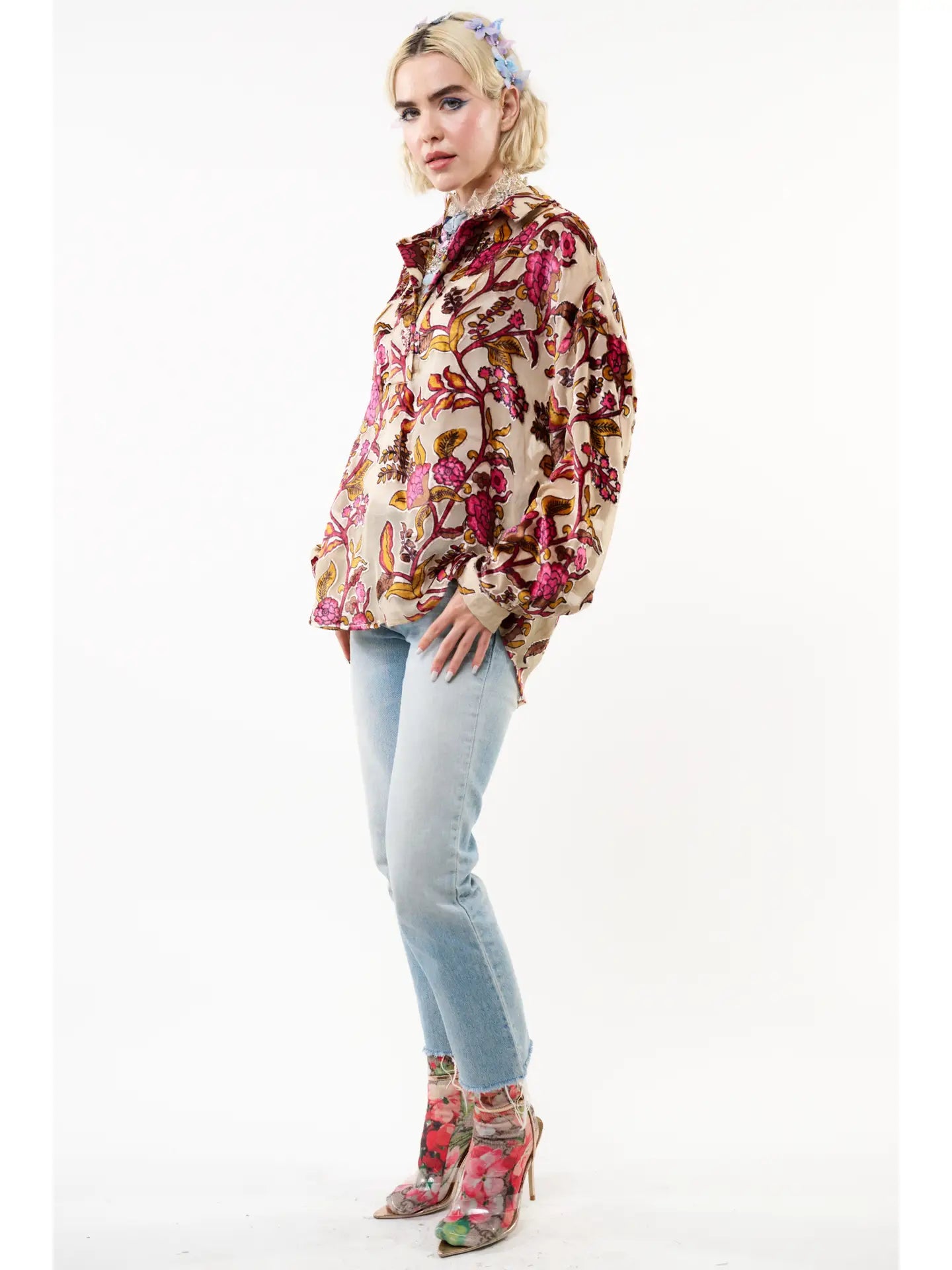 Holiday Jewels Burnout Velvet Blouse