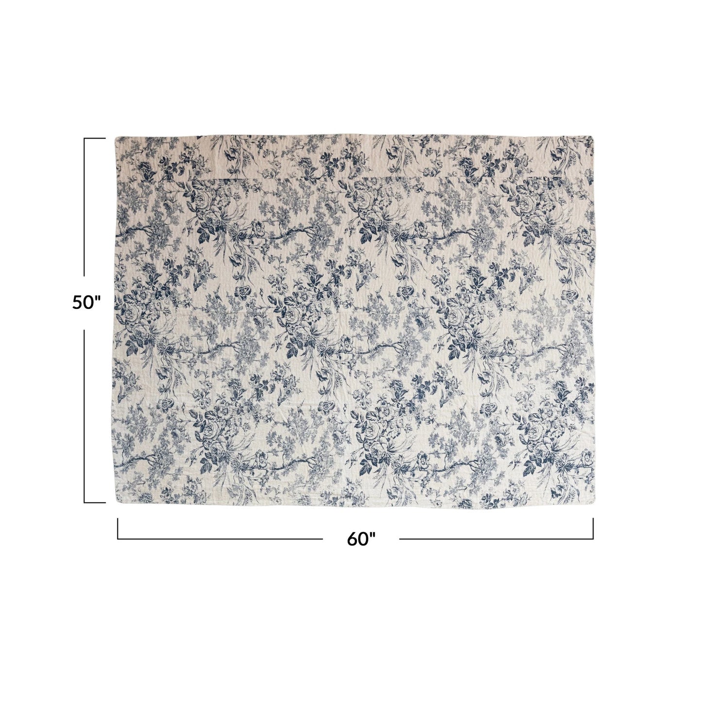 Cotton Chambray Printed 60"L x 50"W Throw w/ Toile Pattern