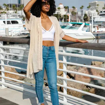 Scallop Lace Kimono - Ivory/Cream