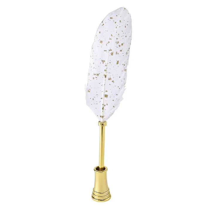 Sparkling White Feather Quill Pen Set