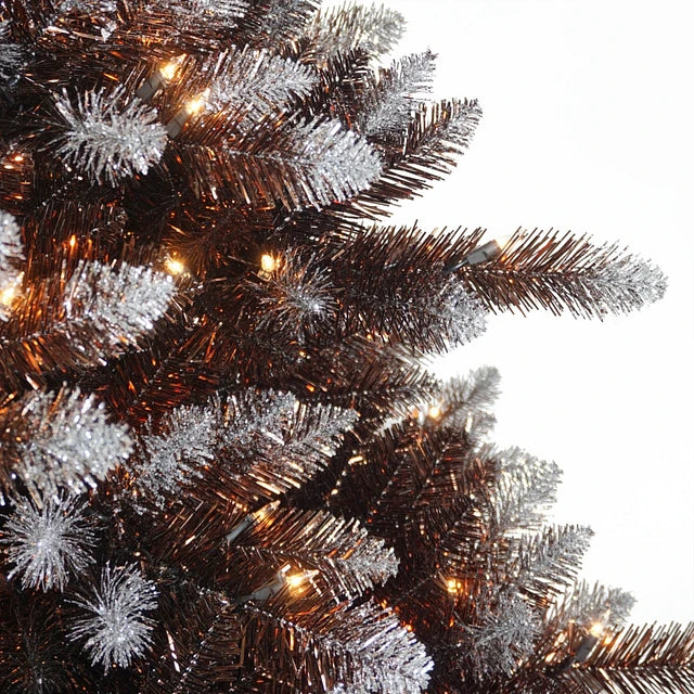 Unique Faux Bronzed Spruce & Tinsel 7.5ft Pre-Lit Christmas Tree - (ππ’ππ€-ππ© ππ§π₯π²)