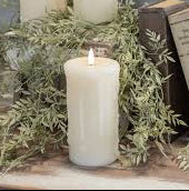 6" Cream 3D Flame Pillar Candle