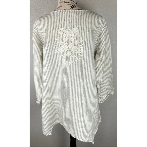 Heart's Desire Clothing - Kayla Tunic Linen Ticking Stripe