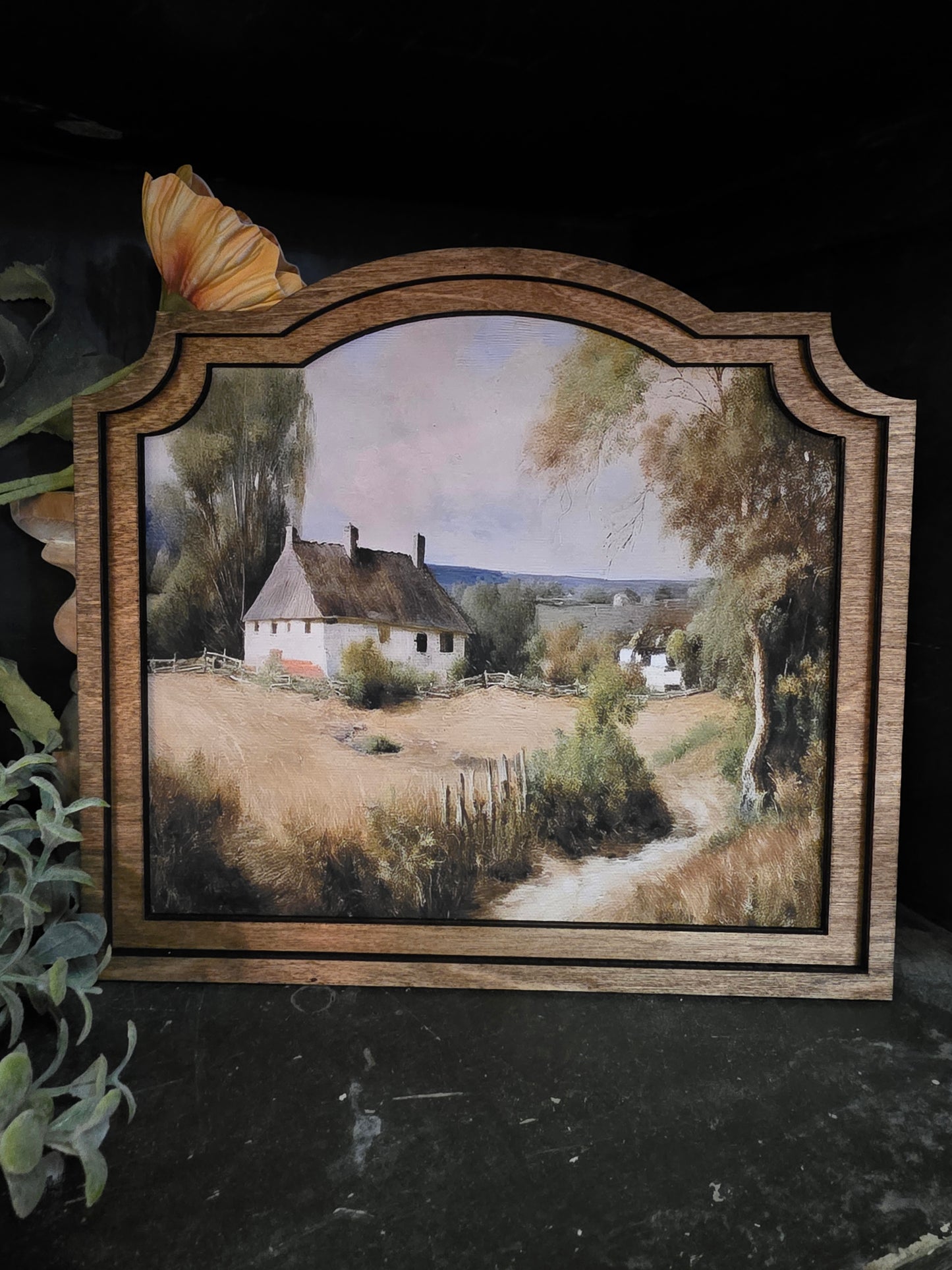 9x10 Provincial White Cottage Handcrafted Framed Wood Art