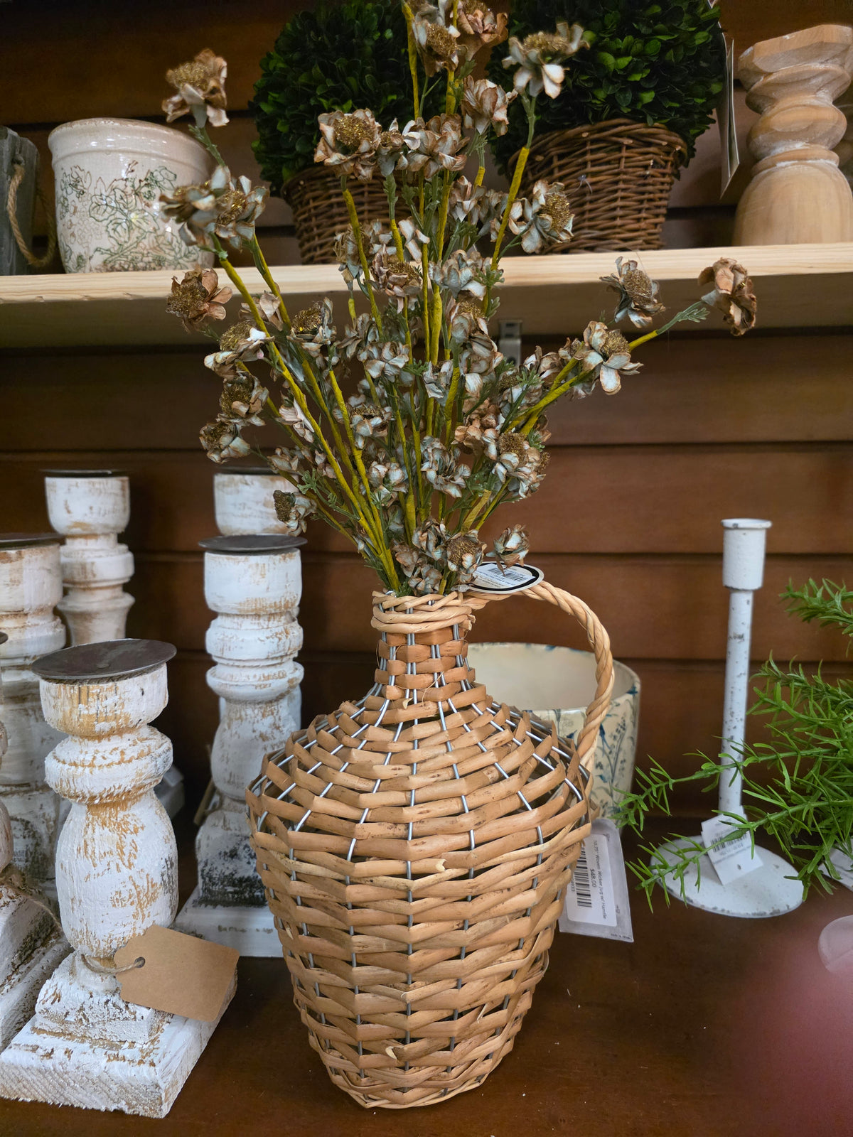 10.75" Woven Wicker Jug w/ Handle