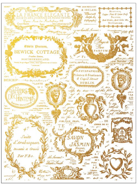 Etiquettes - Gilded Collection - 4 Sheet, 12x16 Pad IOD Decor Transfer™ 2024