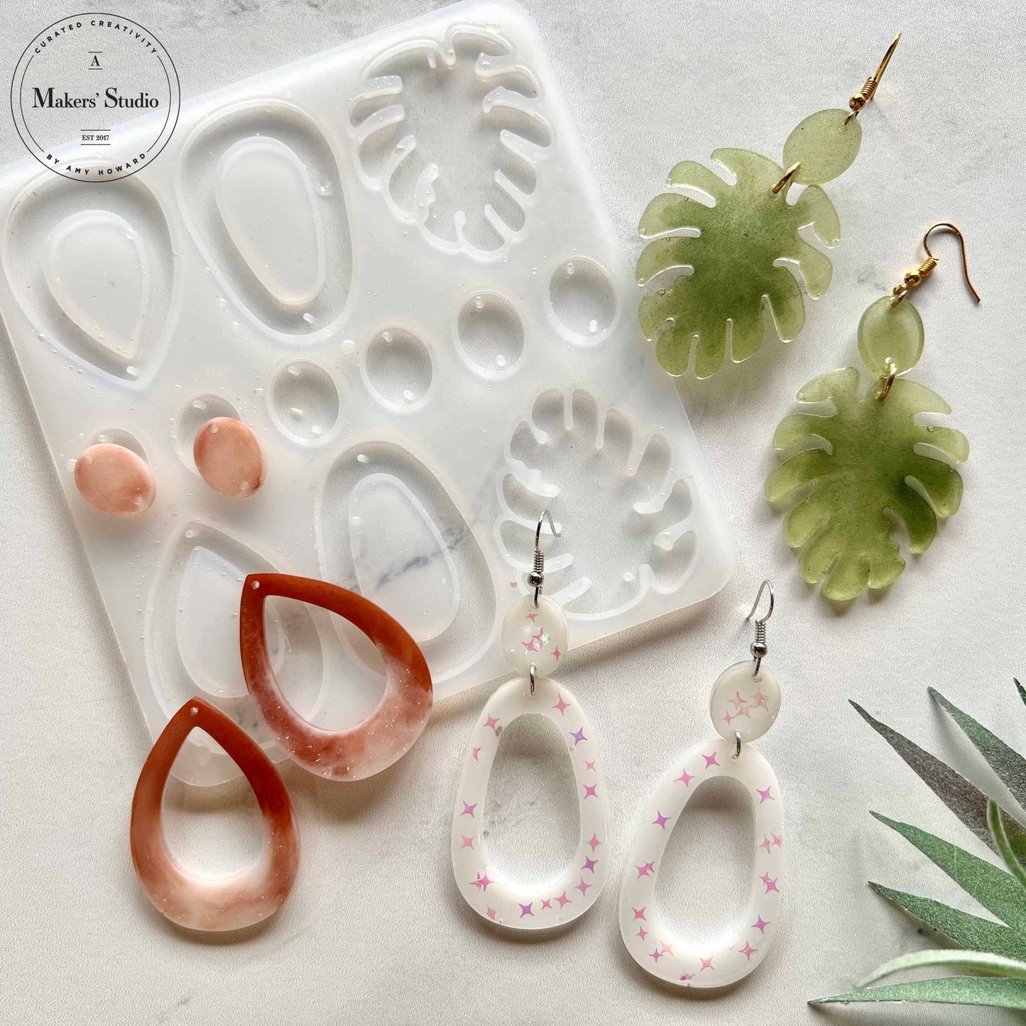 Resin Mold - Oval & Leaf Earring & Necklace