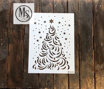 Decorative Christmas Tree w Stars Stencil