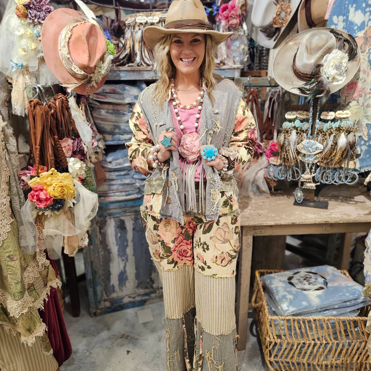 Chambray Floral & Stripe Jacket OS - A Rare Bird
