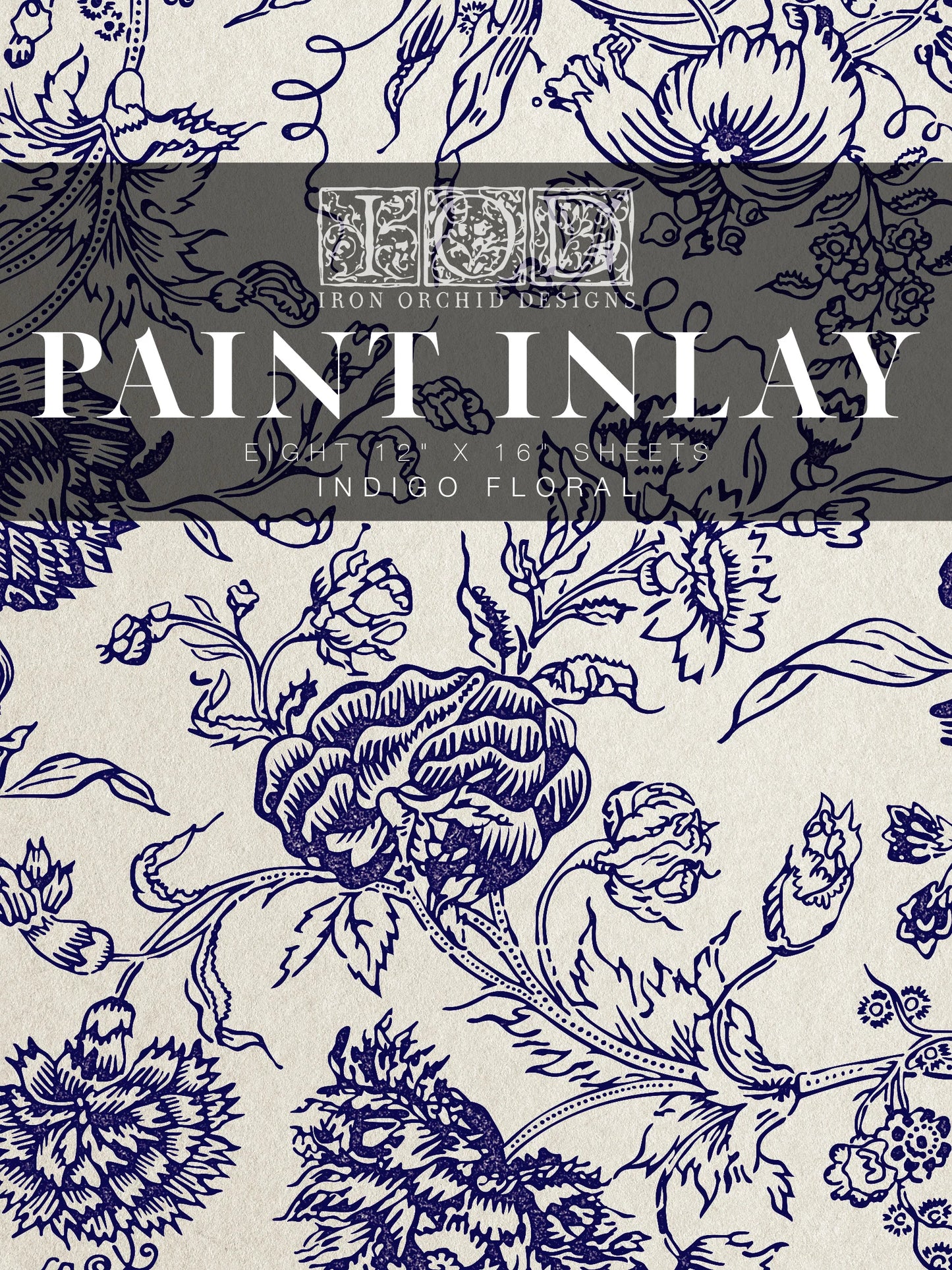 Indigo Floral - 8 Sheet, 12x16 Pad IOD Paint Inlay™