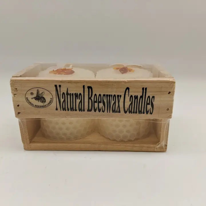 Natural Beeswax - 2-Small 4''x 2.5'' Pillars in White