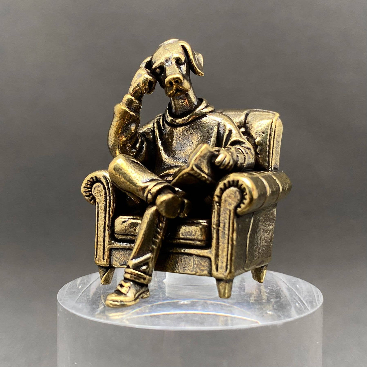 Reading Dog On A Chair Bronzed Trinket 72777