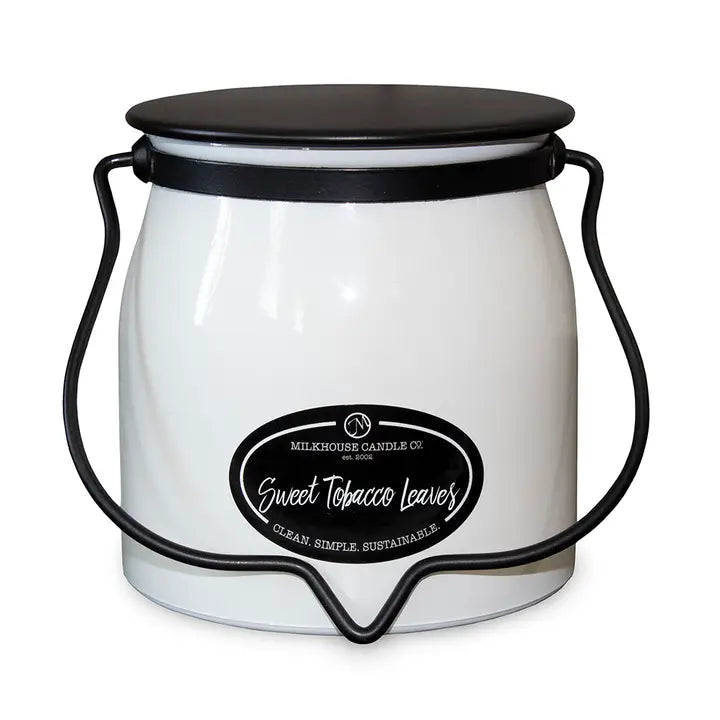 Sweet Tobacco Leaves 16oz Butter Jar - Milkhouse Candle Company