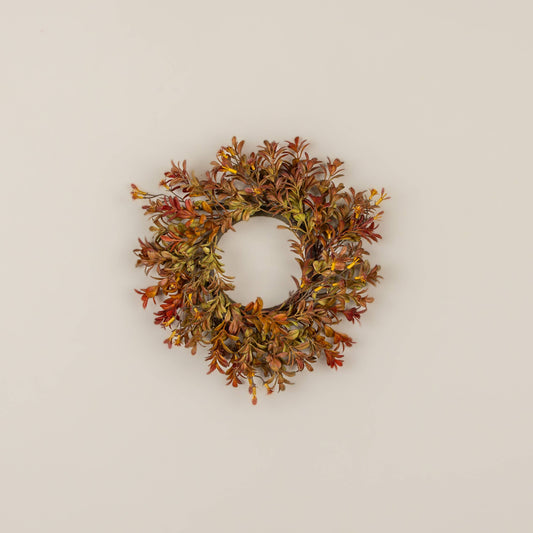 11" WOODLAND BOXWOOD & RAGWORT CANDLE RING