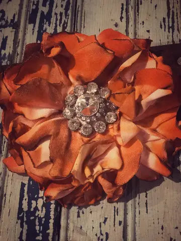Rust - Fabric Hand Cut Floral Brooch / Pin