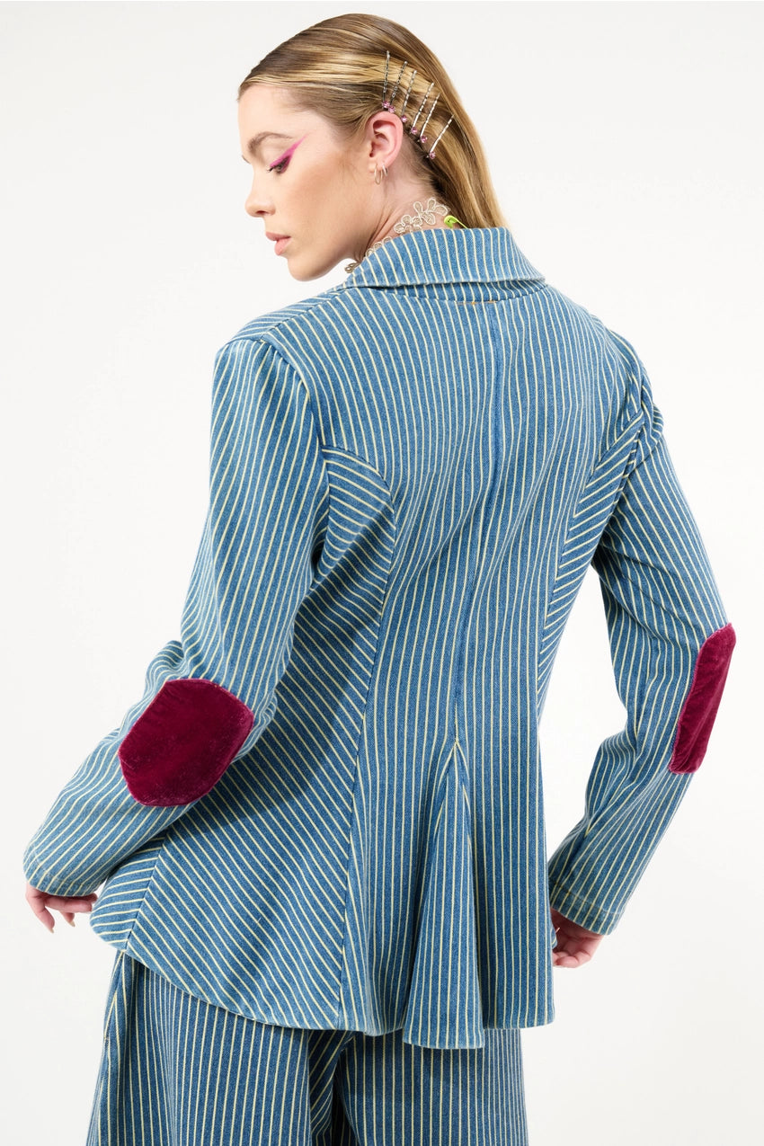 Alaia Stripe Denim Knitted Blazer / Jacket