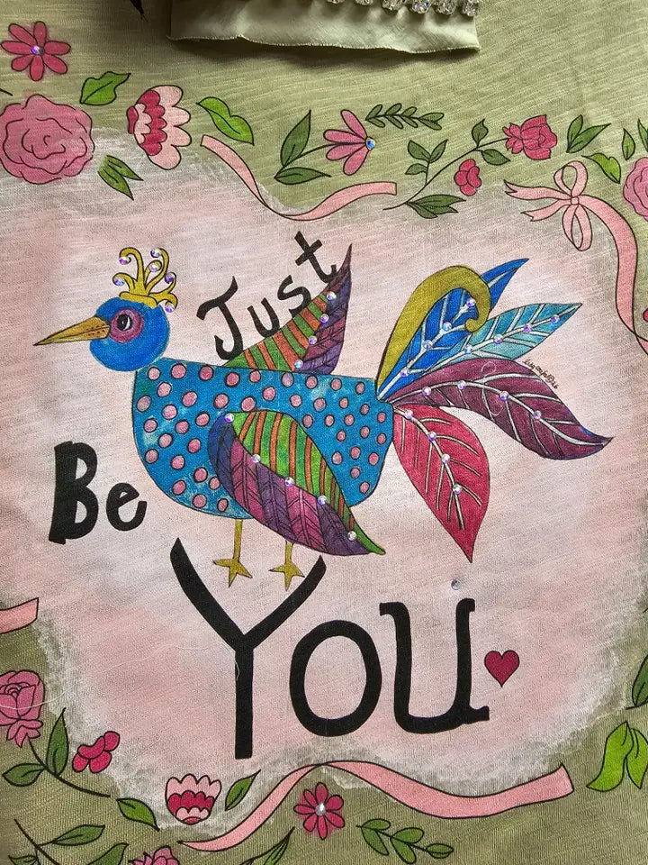 Just Be You Olive Tee Shirt - A Rare Bird