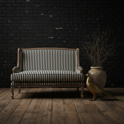 Simply Black & Cream Stripe Pattern Settee - (𝐏𝐢𝐜𝐤-𝐔𝐩 𝐎𝐧𝐥𝐲)