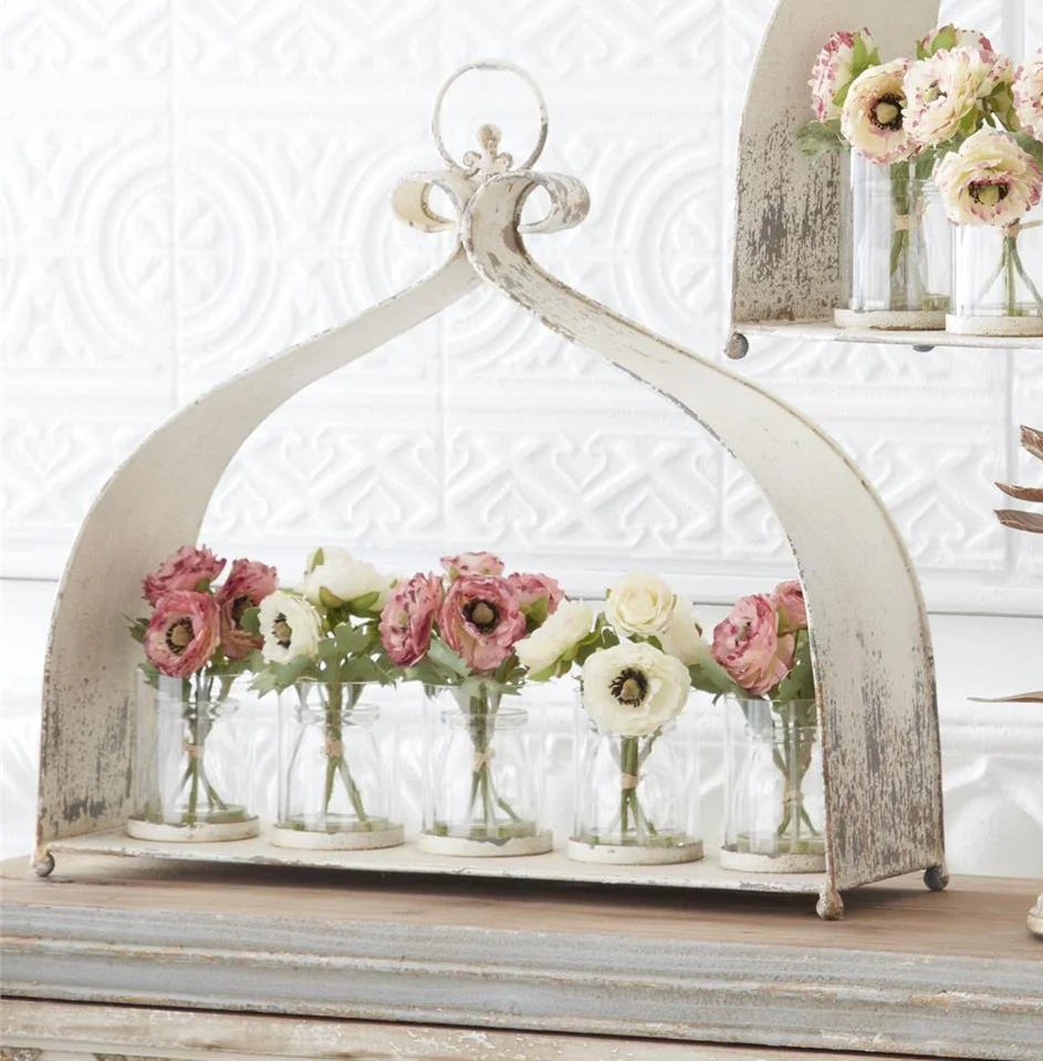 Weathered White & Gold Hurricane 5 Candleholder - (𝐏𝐢𝐜𝐤-𝐔𝐩 𝐎𝐧𝐥𝐲)