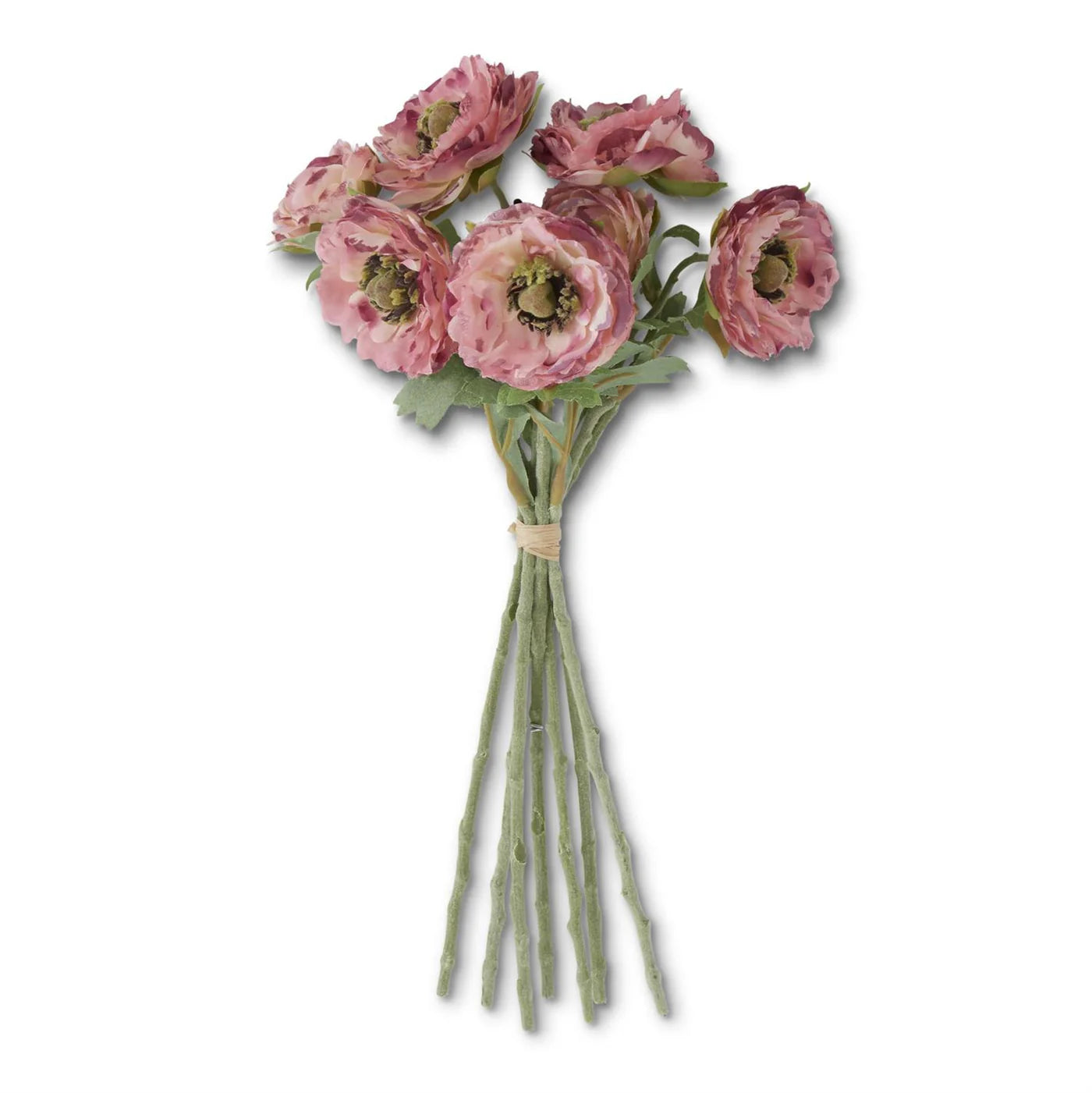 Pink Ranunculus Bundle w/ Flocked Stem 12in